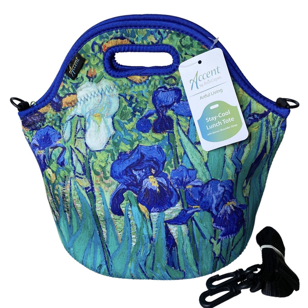 Van Gogh Neoprene Lunch Tote Irises Adjustable Strap Immersive Exclusive NEW